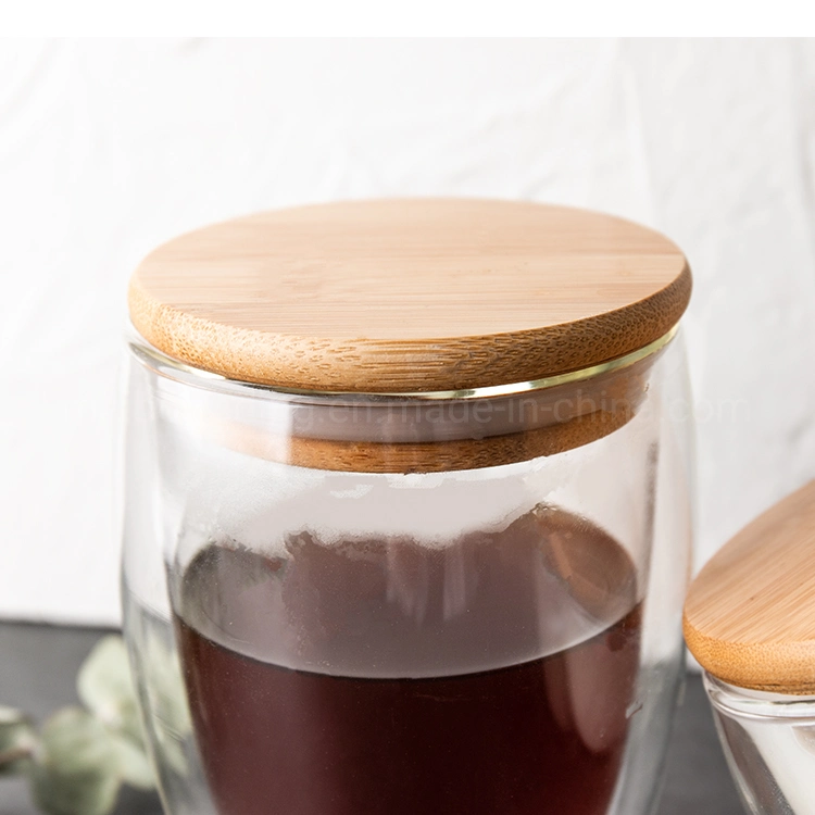 Round Shape Double-Walled Two Layers Glass Cup 12oz 350ml Hot Water Coffee Daily Office Small MOQ Custom Service