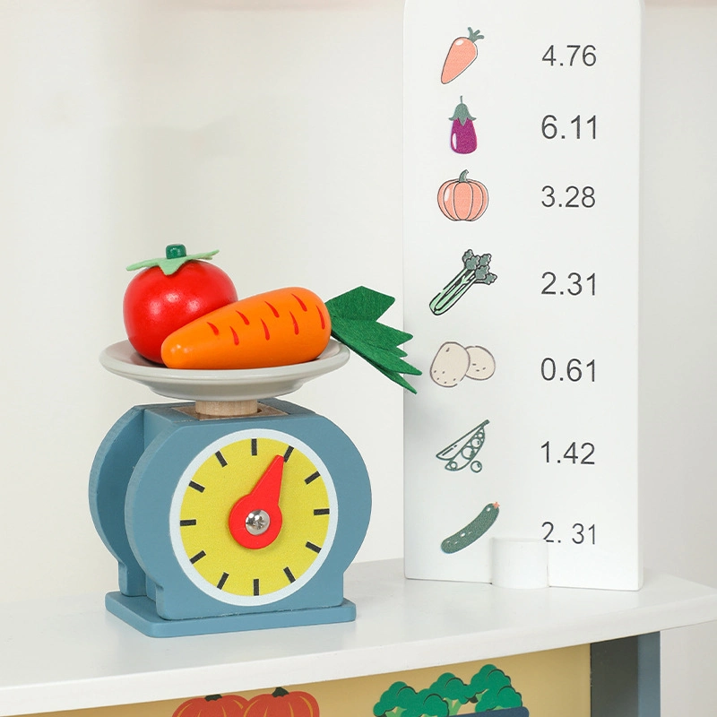 Simulação de alta fingir jogar mini legumes loja venda brinquedos de madeira