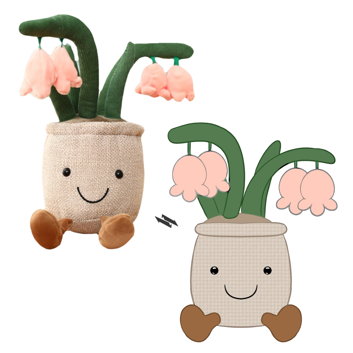 La decoración Macetas con suculentos champiñones rellenos de Peluches personalizados Plushie verde de las plantas de flores