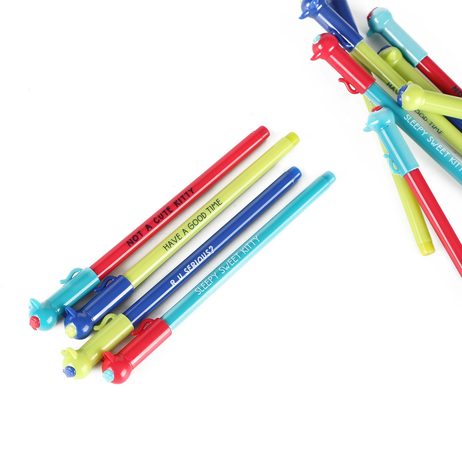 New Model Novelty Cute Cartoon Crystal Blue Plastic Stick Gel Pens for Kids