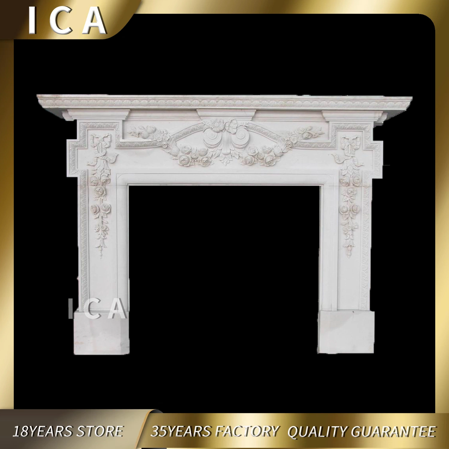 Indoor Use Fireplace Mantle of Natural Stone Marble Fireplace