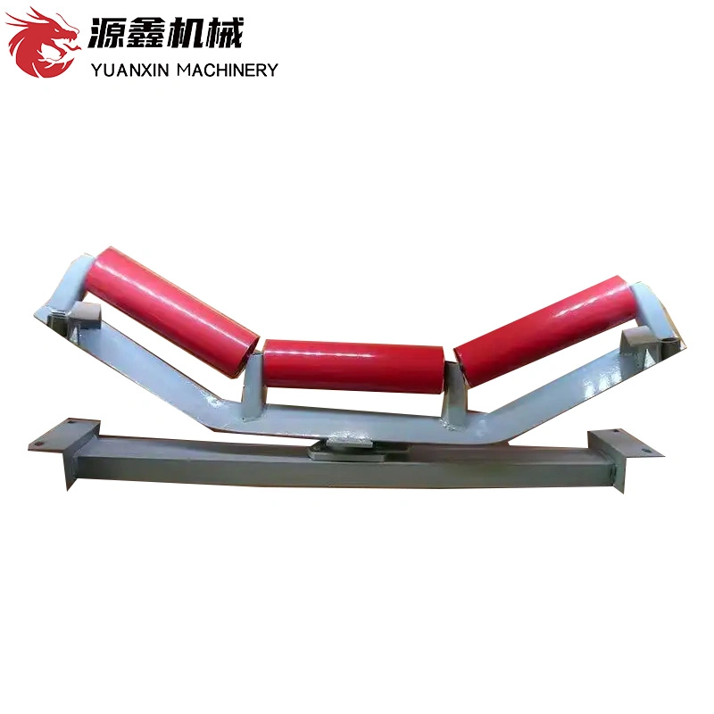 DIN Belt Conveyor Nylon Self-Aligning Steel Trough Carry Carrier Taper Cone Friction Idler Roller Bracket for Coal Mine Mining