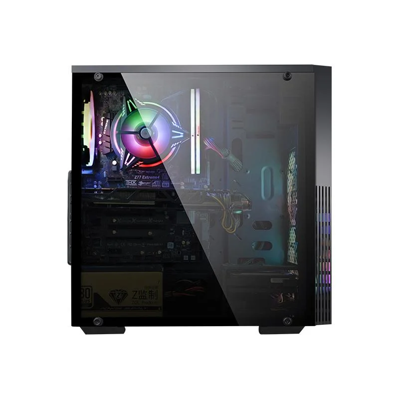 Table PC Computer Gaming Case ATX MID Tower Hot Sale Cool Gaming Case Computer Parts Computer PC Case with Unique Design, RGB Fans, Liquid Cooling