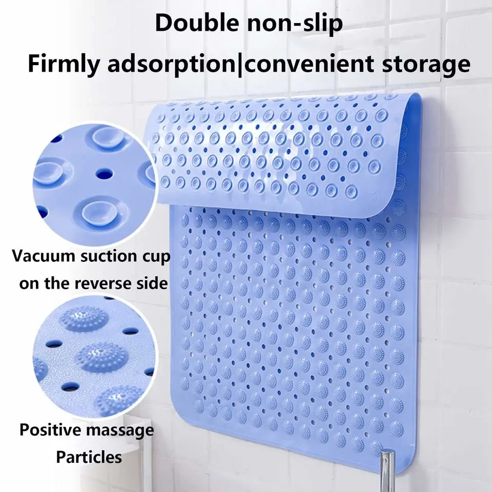 Alfombrillas de baño antideslizantes y impermeables de PVC rectangular para bañera, ducha, con orificios de drenaje