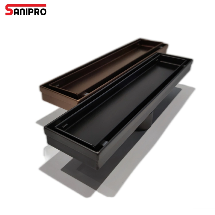 Sanipro PVD Coasting Anti Odor Stainless Steel Shower Channel Linear Long Drain Concealed Bathroom Tile Insert Floor Drains