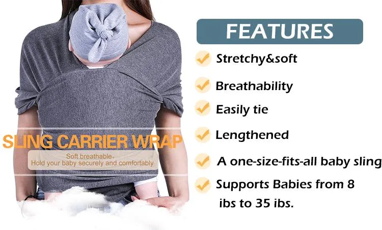 Hot Selling Breathable Natural Organic Cotton Baby Sling Carrier Wrap