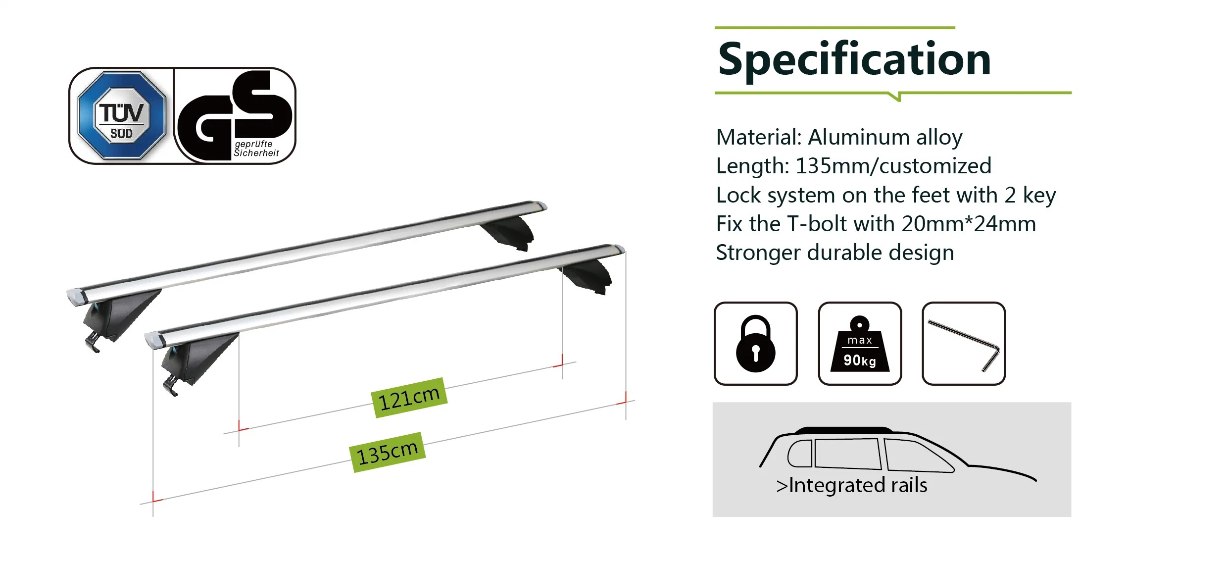 Rb003c-1 aluminio coches rieles techo bastidor piezas de coche techo Rack para 2020 Accesorios de coche Jimny SUV TUV/GS