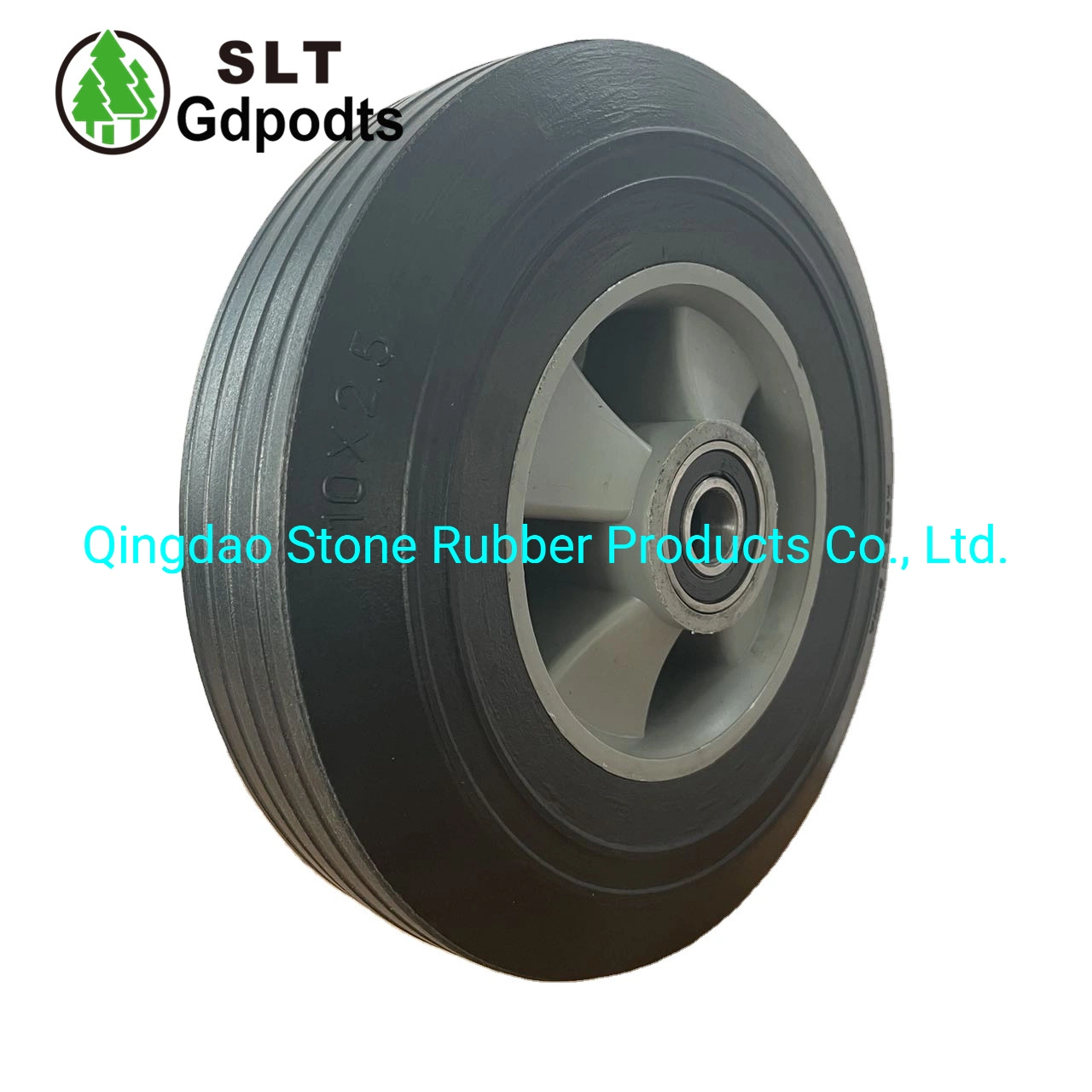 10''x2.5'' Flat Free Solid Rubber Replacement Tires for Hand Trucks and Wheelbarrows