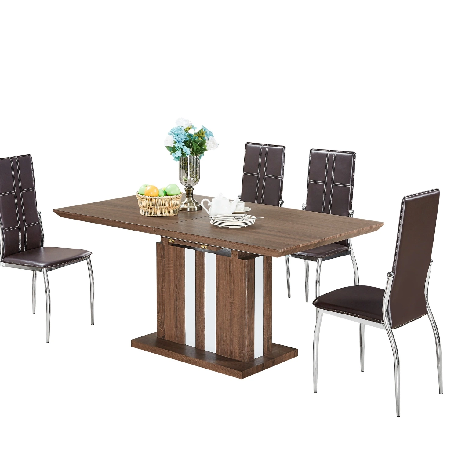 New Brown White MDF 3D Paper Dining Table Set for Dining Set