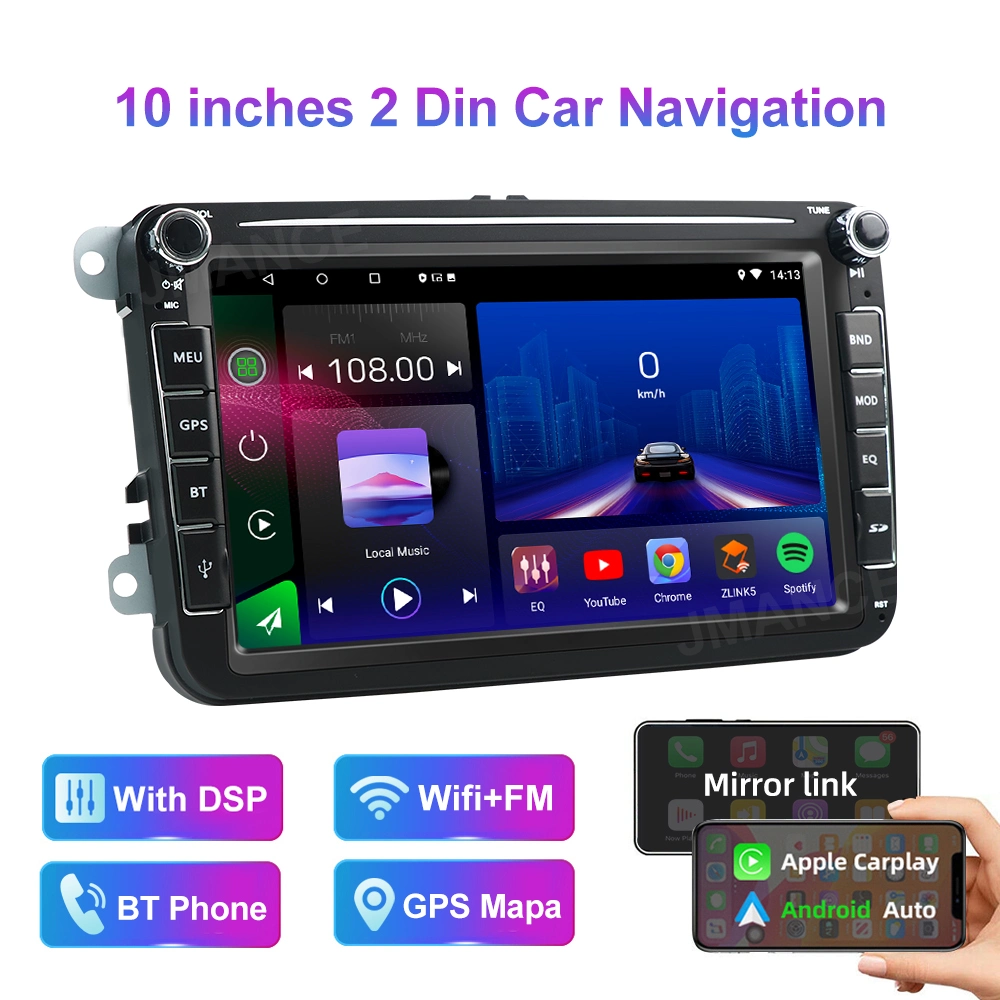 Car DVD Player Android 10.0 2 DIN Car DVD Player for VW Support WiFi/Bt/Car Auto Play/Ds