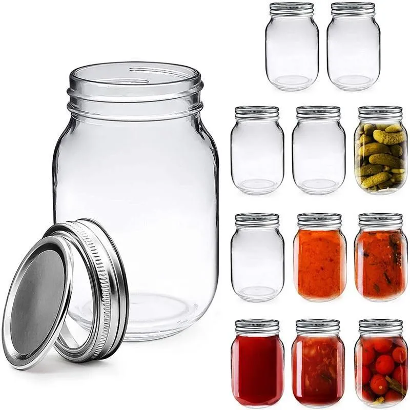 Frascos de vidro transparente e selado vazios para Mason jarro de vidro para armazenamento em casa Com tampa metálica