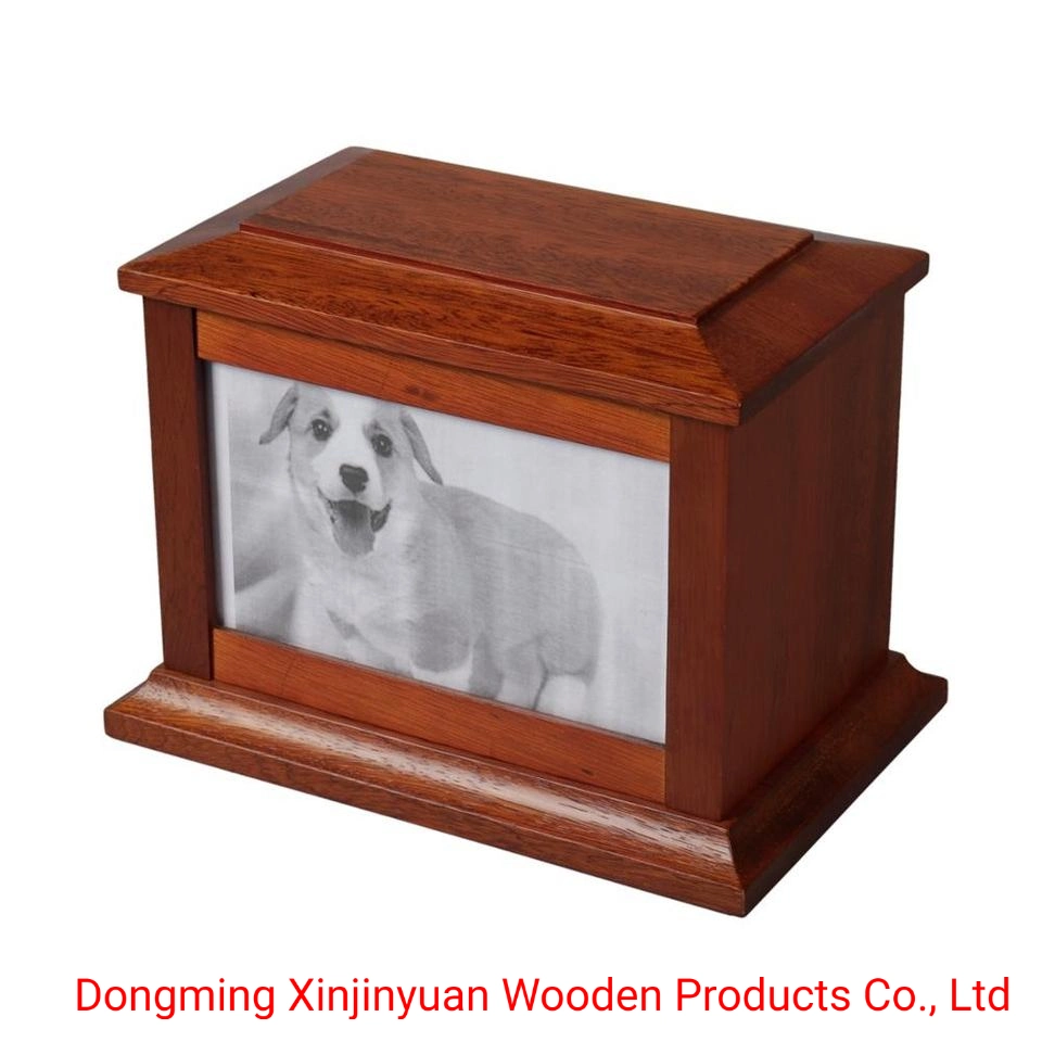 Custom Wood Pet Cremation Urn Wooden Box Animal Casket with Photo