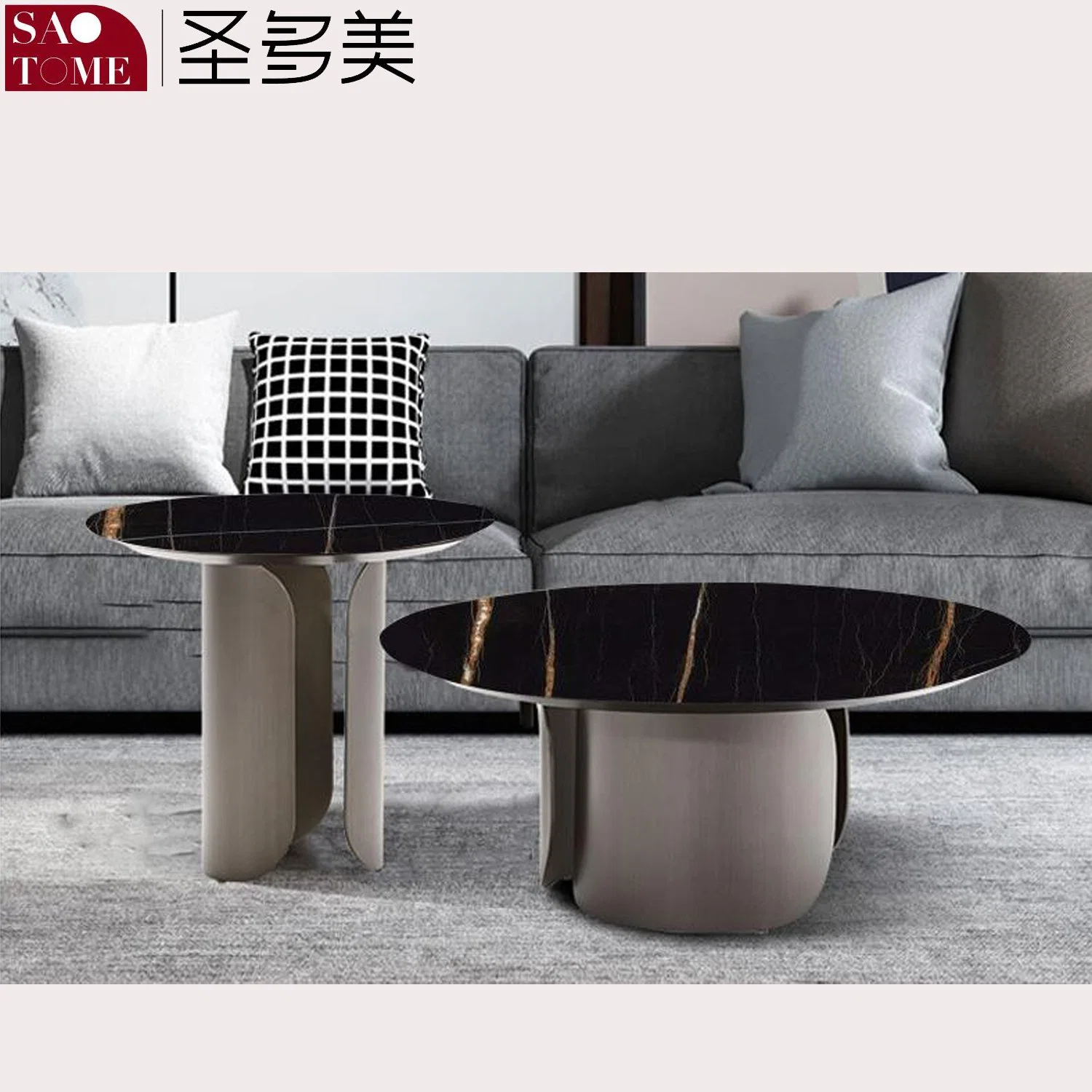 Modern Luxury Leisure Living Room Furniture Slate/Marble Round Coffee Table