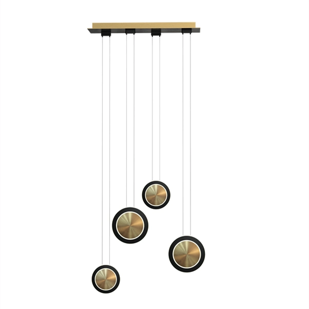 Comely Luxury Contemporary Gold 4 Lights Pendant Lamp Adjustable Brass Stairs Hall Pendant Light Modern LED Chandelier