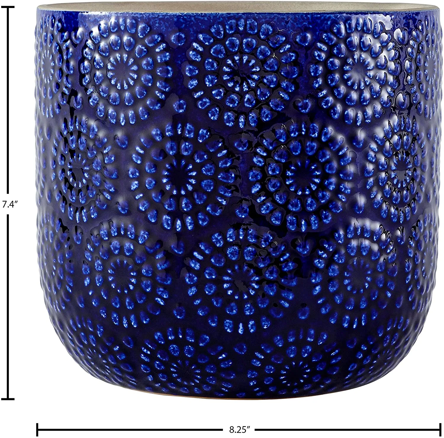 Pierre et poutre moderne céramique fleurs en relief jardinière décorative fleur Bleu pot