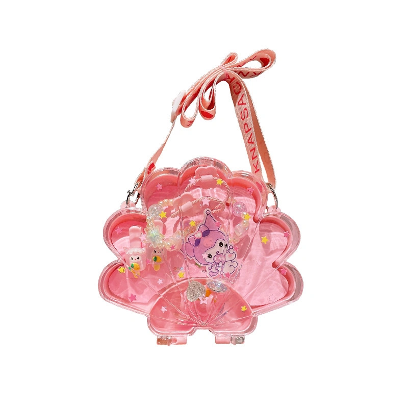 Children's Shell Backpack Jewelry Gift Box Cartoon Necklace Ring Hair Clip Set