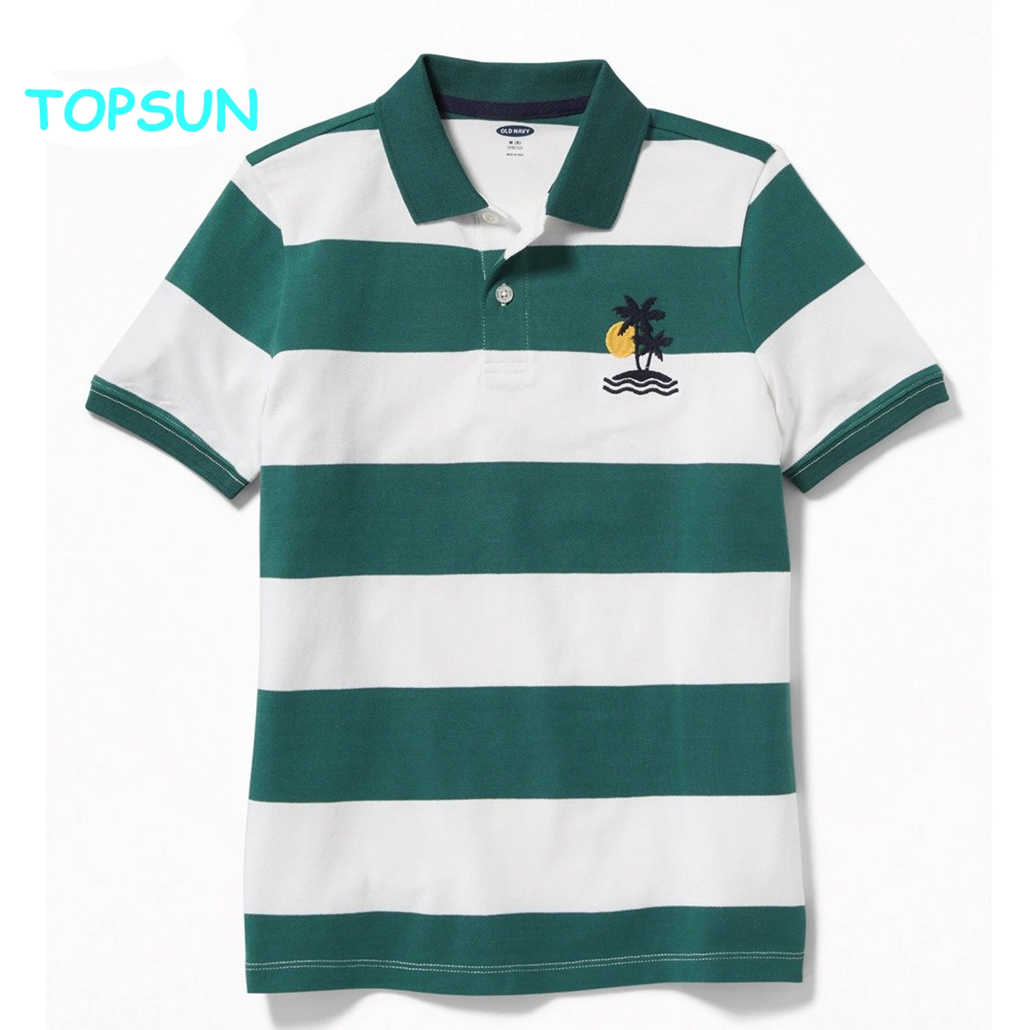 Children's Stripe School Uniform Polo Shirt Boys Cotton Knitting Embroidered Apparel Baby Short Sleeve Clothes