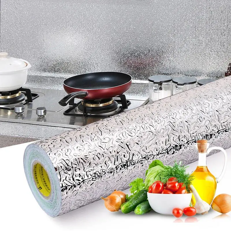 Fine Non-Woven and Moisture-Proof Aluminum Foil Kitchen Oil-Proof Sticker Cabinets Aluminum Sticker