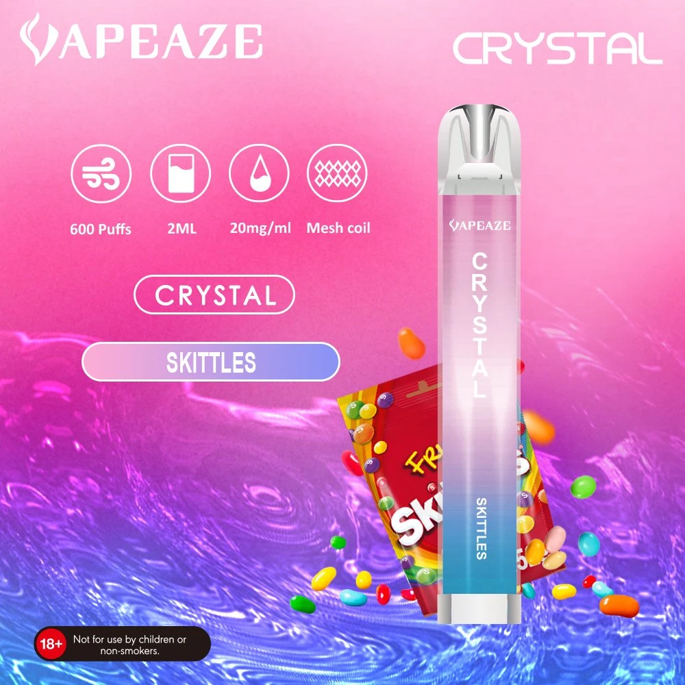 Caneta de Pape de cristal 2 ml 900 puff: Bobina de malha, cigarro e descartável, nicotina personalizada