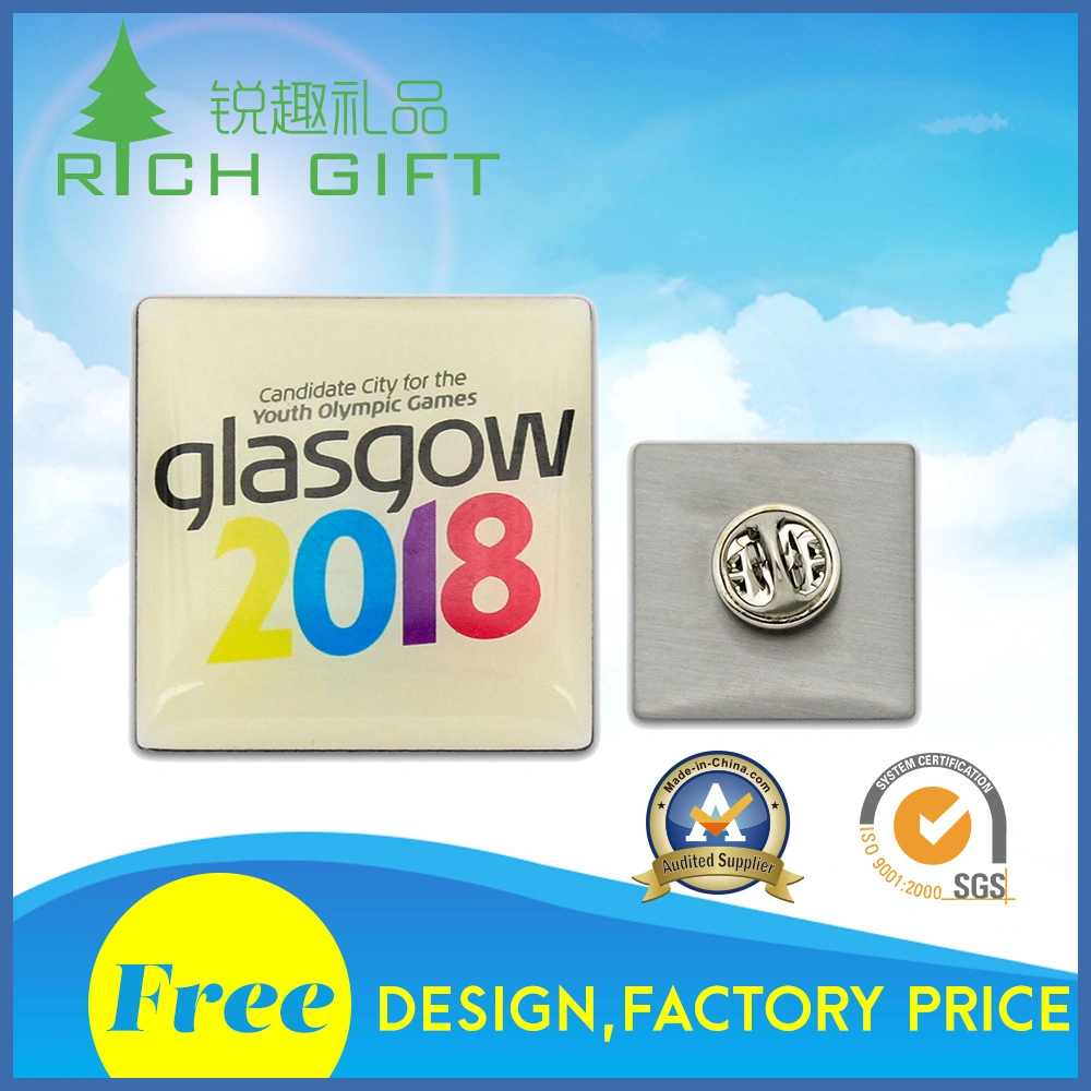 Free Design Custom Flashing Flag Metal Enamel Glitter Lapel Pin Badge and Factory Price