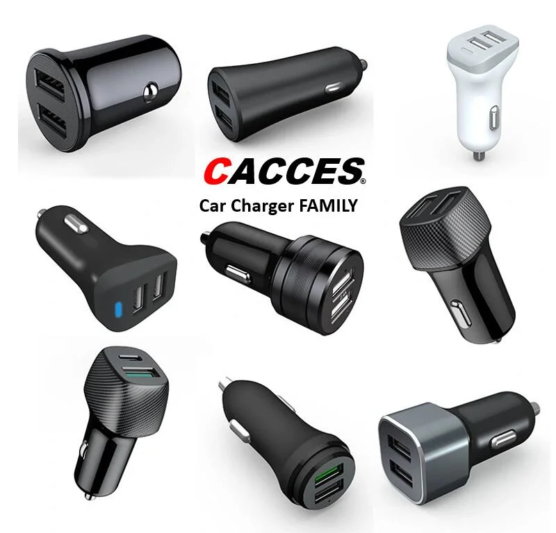 USB-Kfz-Ladegerät, zweifach, QC3 Anschlüsse, 36W/5A (ganz Metall) Digital Fast Car Charger Mini Zigarette USB Adapter Mini Auto Ladegerät Schnellladung kompatibel mit allen Smartphone