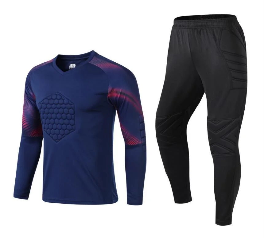 Long Sleeved Breathable Quick Dry Soccer Jersey Uniform in Stock Football Training Goalkeeper Jersey Set