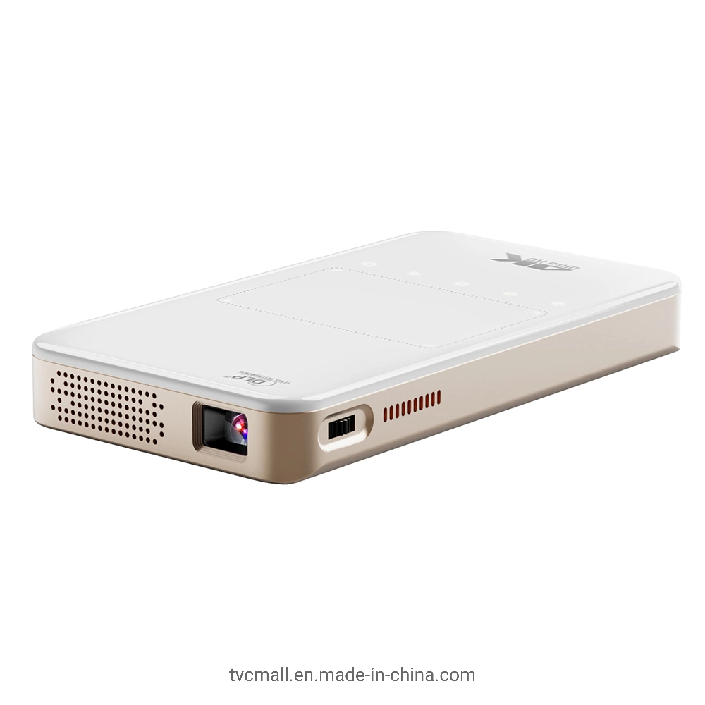 جهاز العرض طراز S90 DLP Smart 3D Projector 1+8g من Office Home Camping 4K HD Mini 2.4G / 5g Bual Band WiFi محمول جهاز إسقاط - قابس أبيض / Au