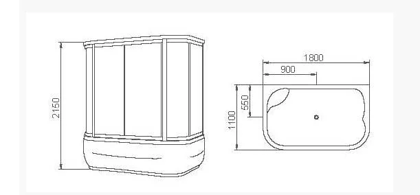 Steam Shower Room with Massage Bathtub/Ce Cetification