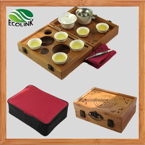 Bambú portátil juego de té con bolsa de viaje