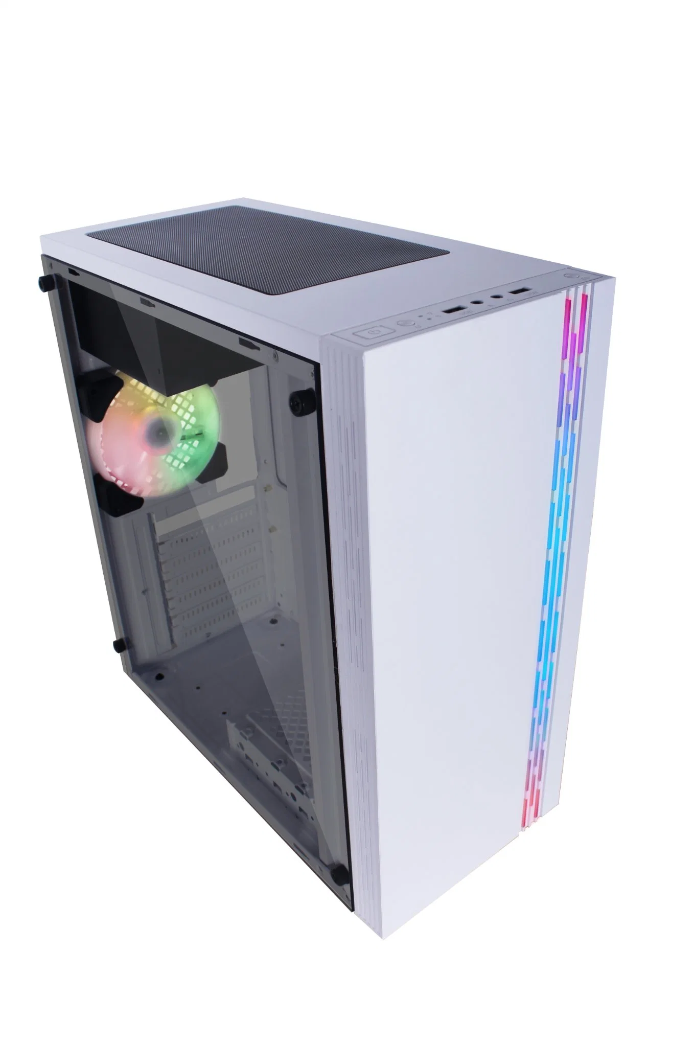 Gaming Case ATX PC Tower White Computer Cabinet with Beautiful LED Strip