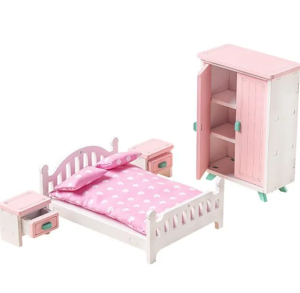 A China por grosso mini-cozinha de madeira Sala Quarto Meninas Jogar House Móveis Conjunto de brinquedos