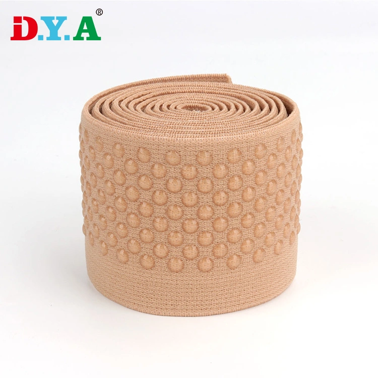 Custom Anti-Slip Transparent DOT Silicone Nylon Polyester Gripper Elastic Band for Clothing