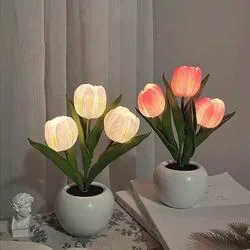 Factory Shipping LED Tulip Table Lamp Bedside Night Lamp Flower Desk Light Romantic for Home Decor