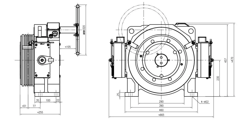 Torin 1.0m/S-2.5m/S Rope Sheave 4*8mm*12mm 450kg Elevator Drive with 1387 Hedeihan Encoder