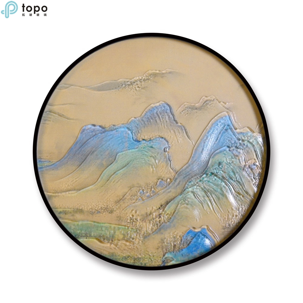 Decorative 400mm 500mm 600mm Circle Landscape Art Glass-Painting (MR-YB6-2053)