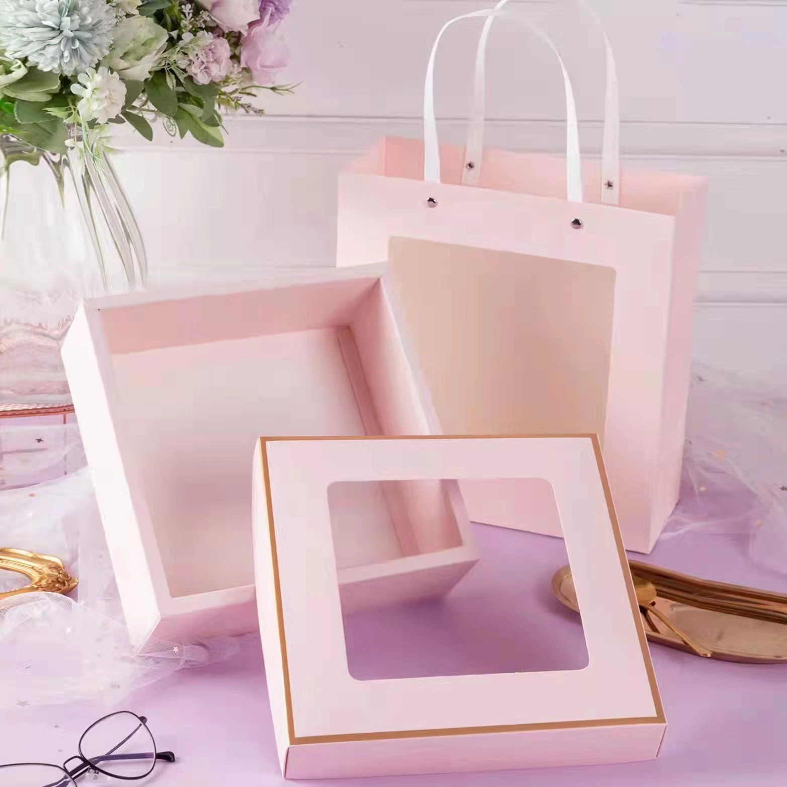 Ins Creative Open Window Gift Box Companion Window Gift Bag Valentine's Day Packaging Gift Box Romantic Gift Box Empty Box