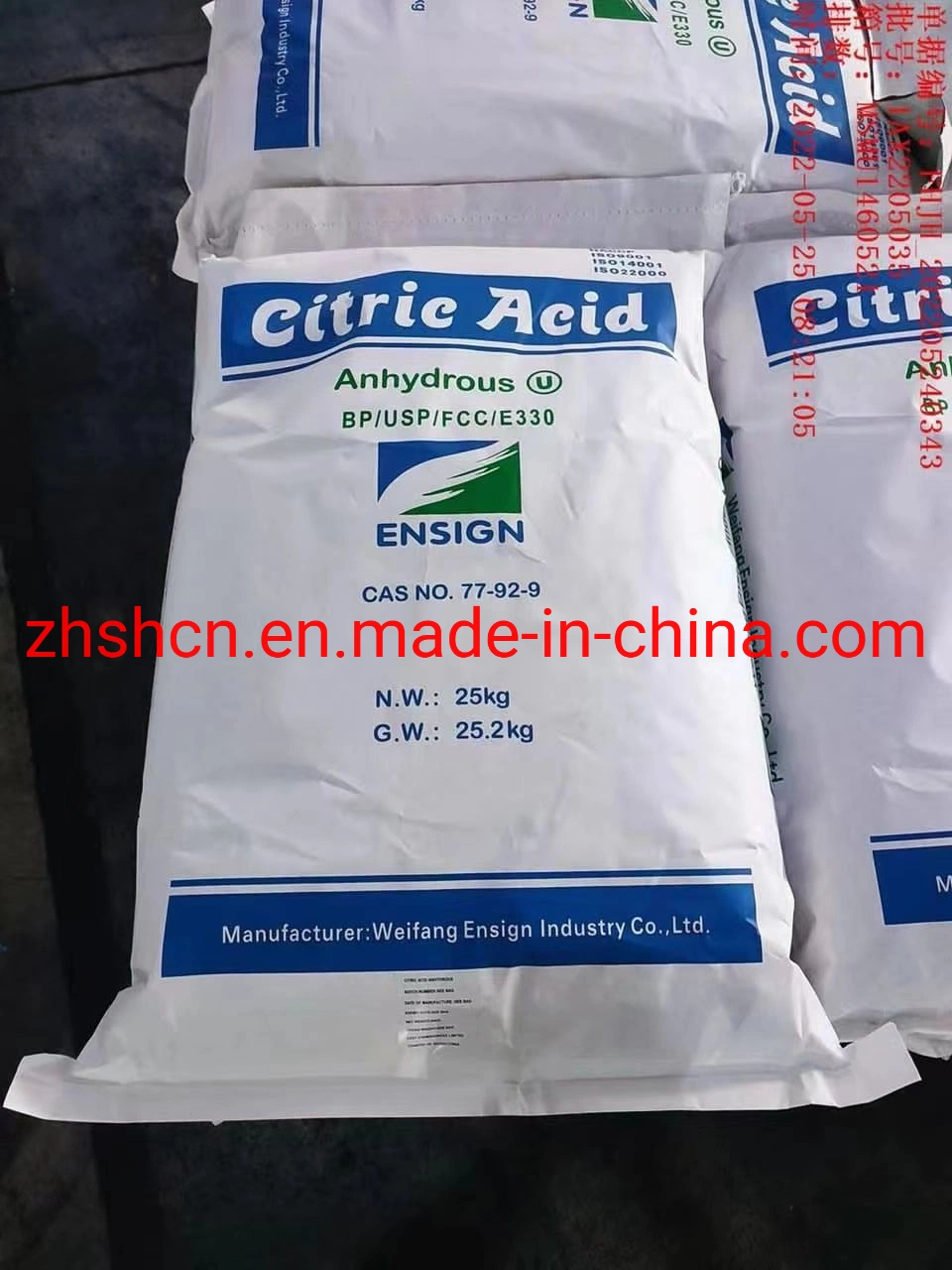 Ensign Citric Acid Monohydrate Cam Food Grade Pharma Grade 8-40/8-16 Mesh Manufacture Price