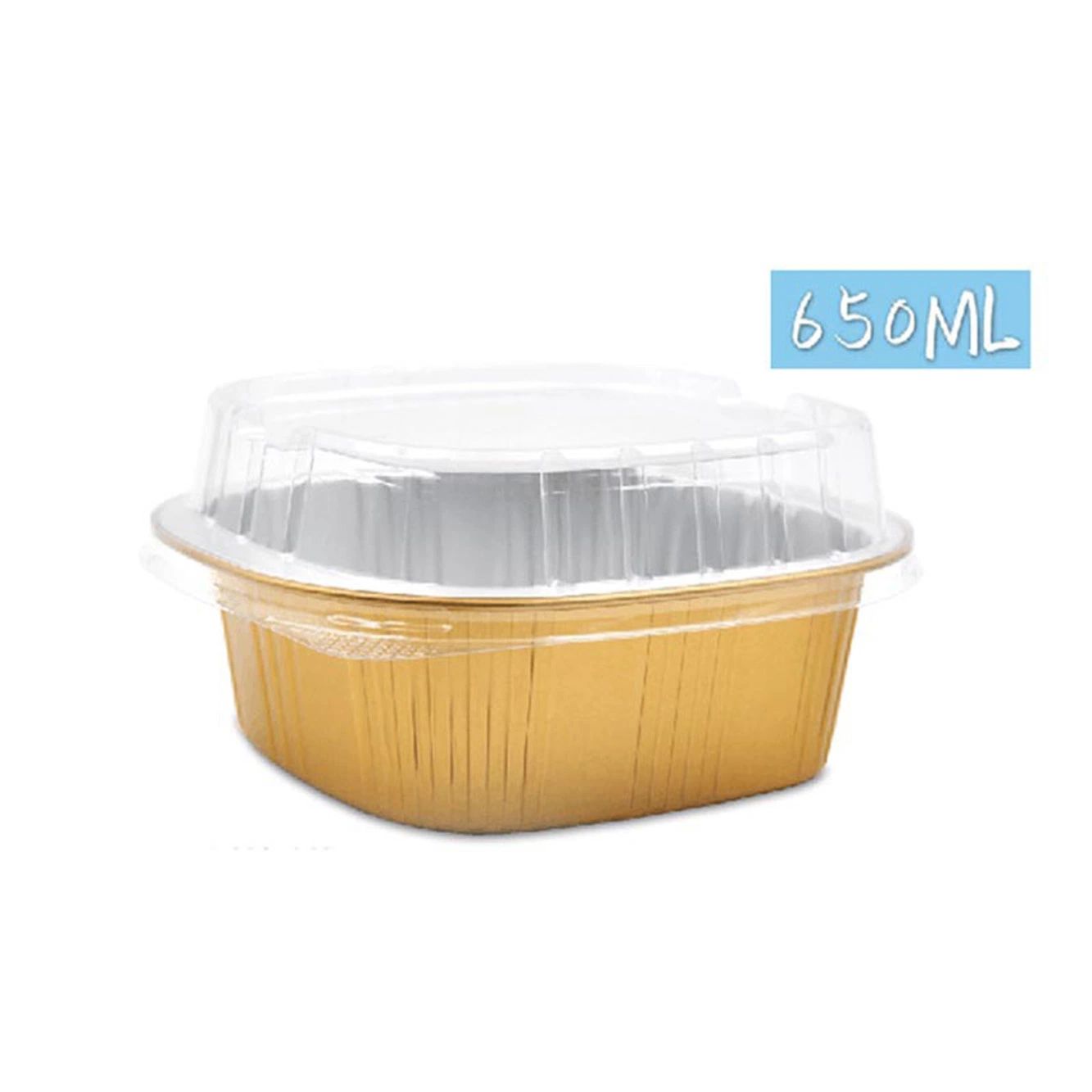 Disposable Aluminum Foil Cups Square Tray with Clear Lid Storage Container Wbb13995