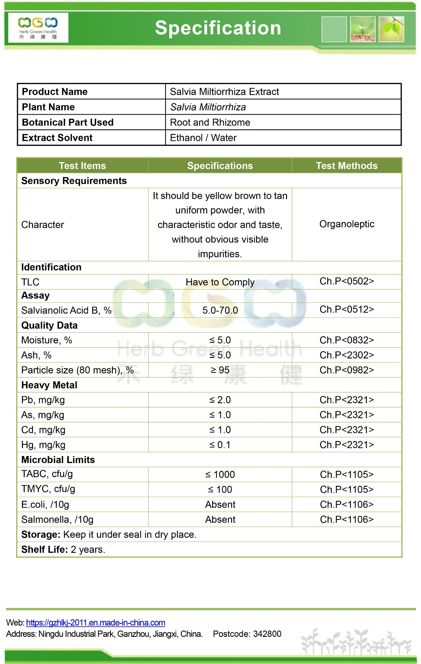 Chinese Herb Danshen Root Extract Salvianolic Acid B 5-70% Miltiorrhiza Extract