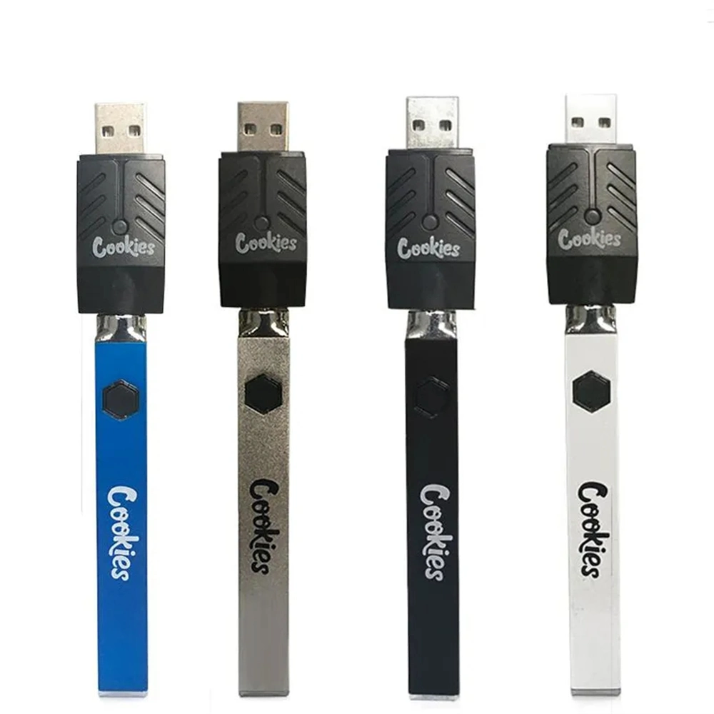 Galletas de mejor venta Cookie Twist 900mAh 510 Cuadrado roscado Slim Cera DAB Pen Cart cartucho recargable VV Preheat fumar batería Con bolsa