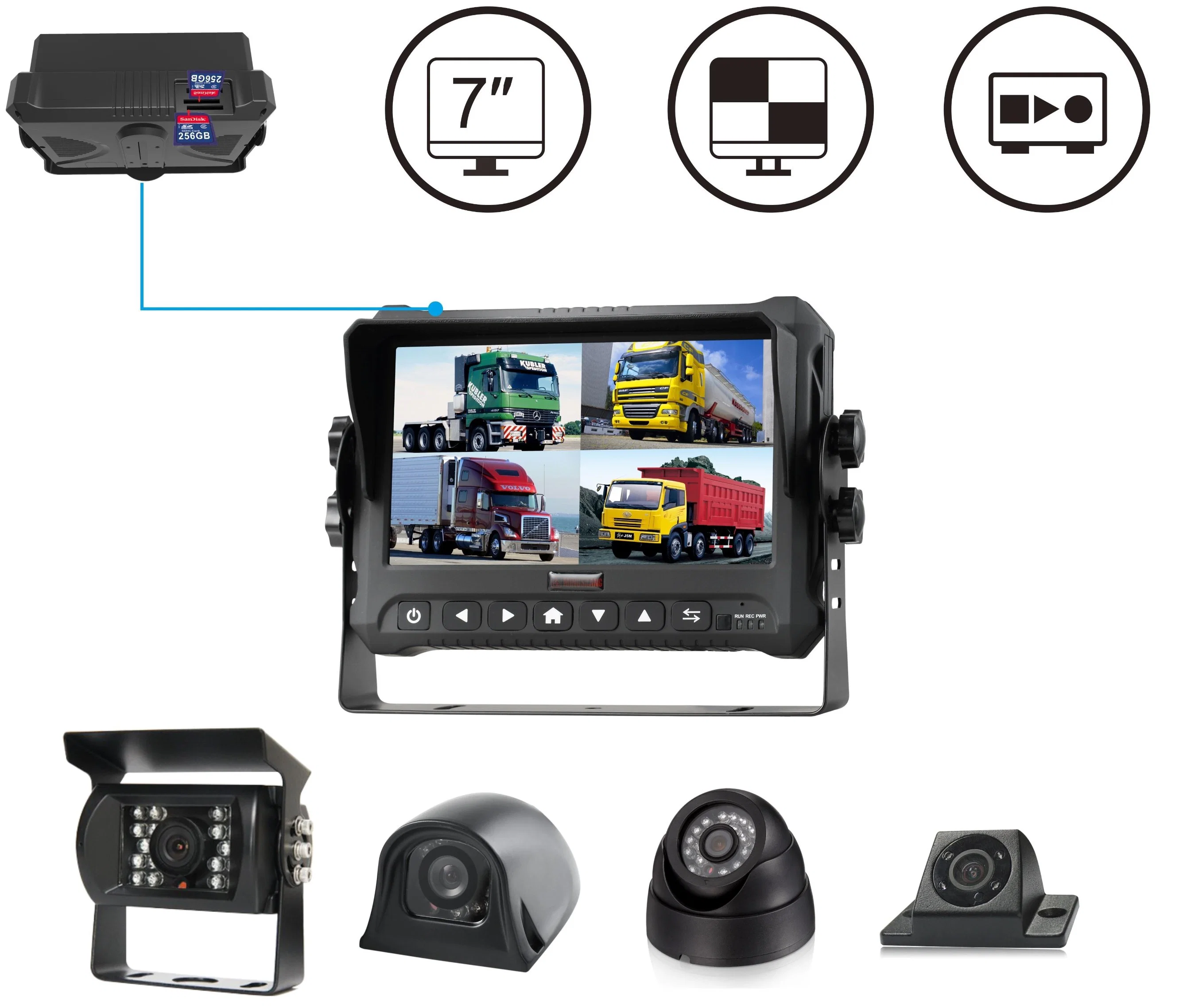 4 Channel HD 1080P Car Mobile DVR Video Recording System with GPS