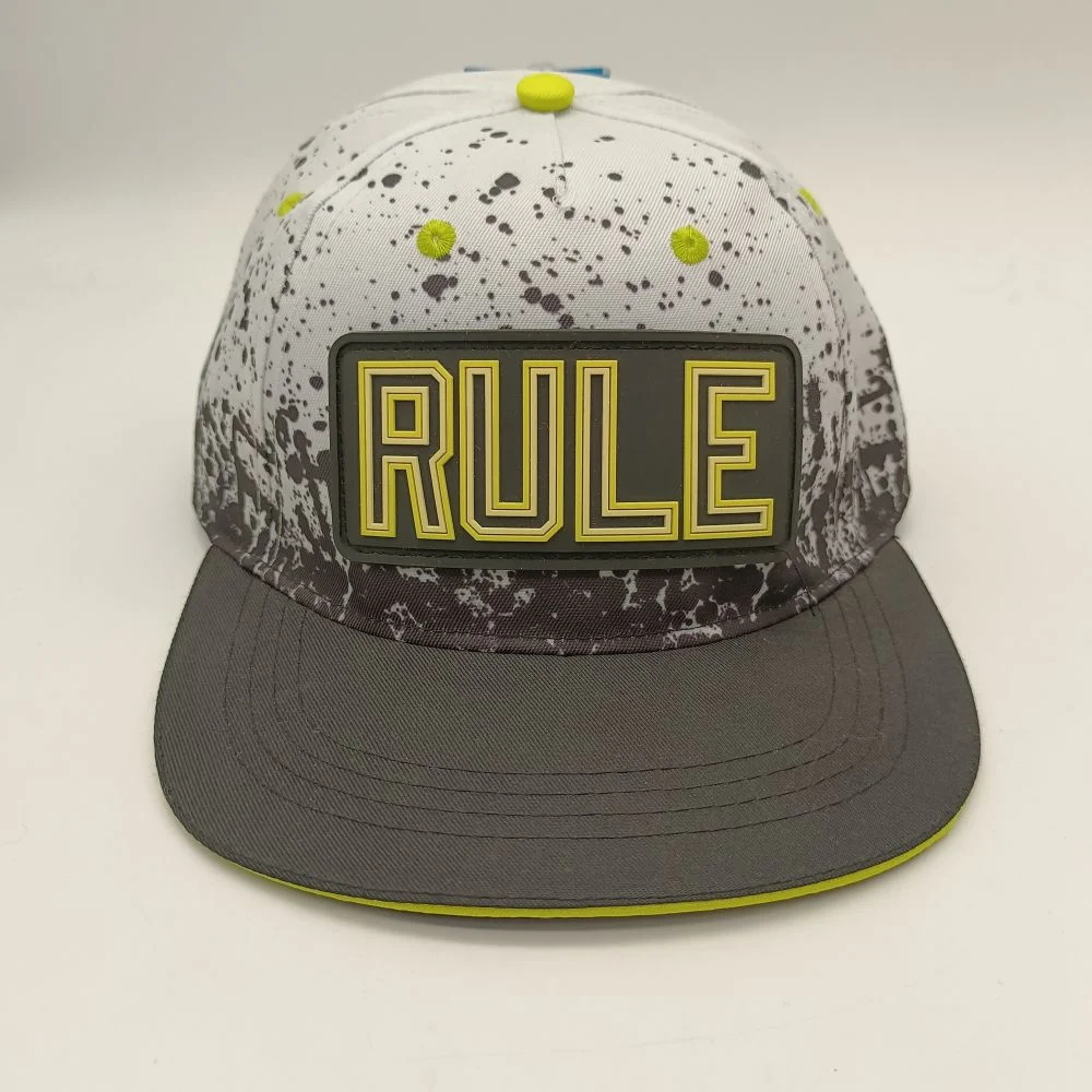 Boys' Multicolor Full Printed Five Piece Flat Browed Polyester Baseball Cap with Plastic Button