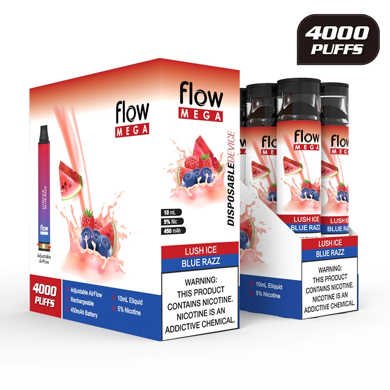 Disposable/Chargeable E Cigarette Vape Mega Duo Flow 4000 Puffs with 15 Flavors