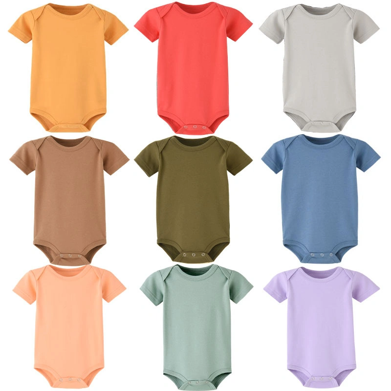 Summer Baby Rompers Cotton Short Sleeve Super Soft Toddler Plain Rompers for Baby