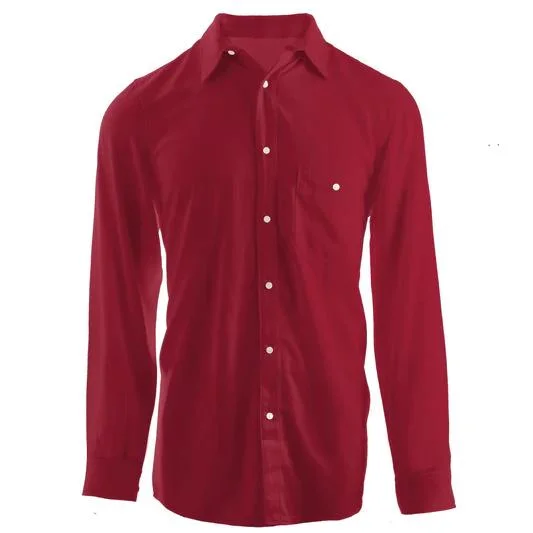 Men's Solid Long Sleeve Silky-Soft Bamboo Woven Silky Dress Shirt in Oasis