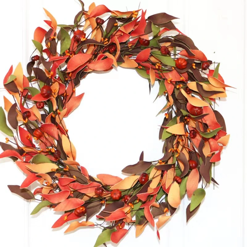 Small Red and Yellow Garland Christmas Wreath Halloween Decoration