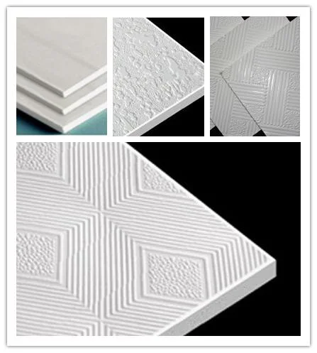 Acoustic Ceiling PVC Gypsum Board for Expor Market Building Material 600*600*7mm