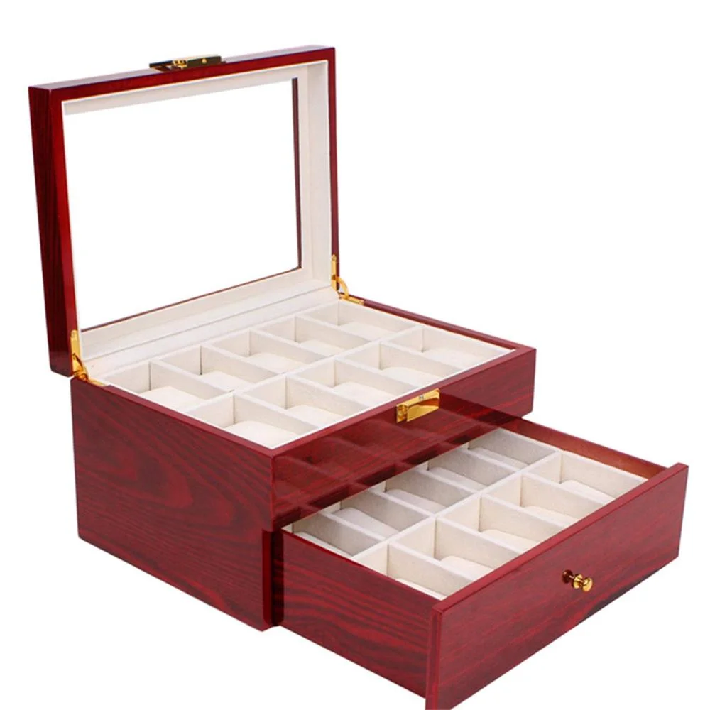 Custom Wooden Fashion10 Slots Jewelry Watches Display Storage Box Case Watch Boxes