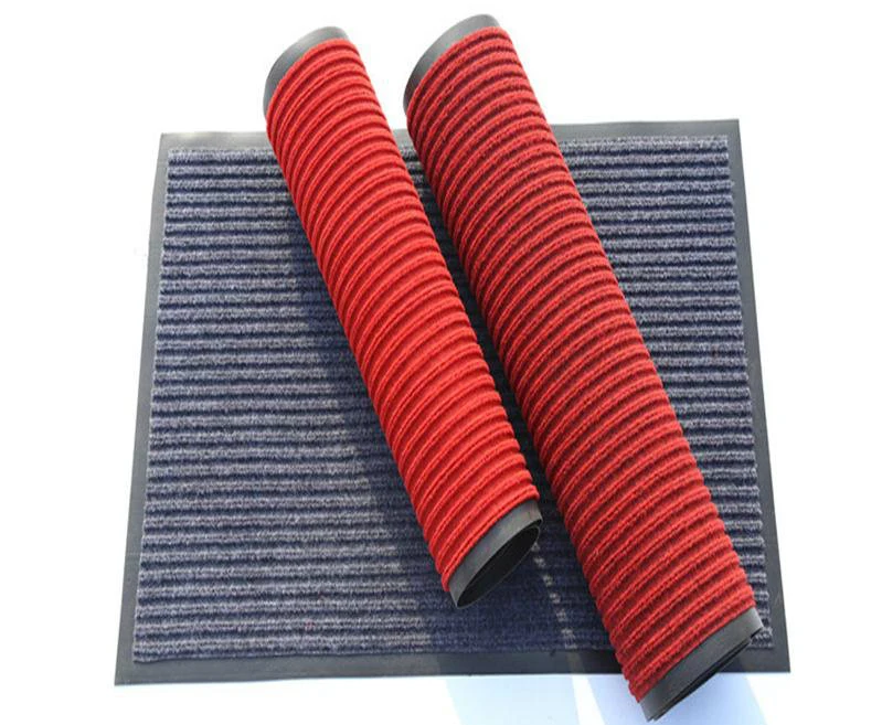 100% Polyester Double Striped Surface Entrance Door Mat with PVC Backing