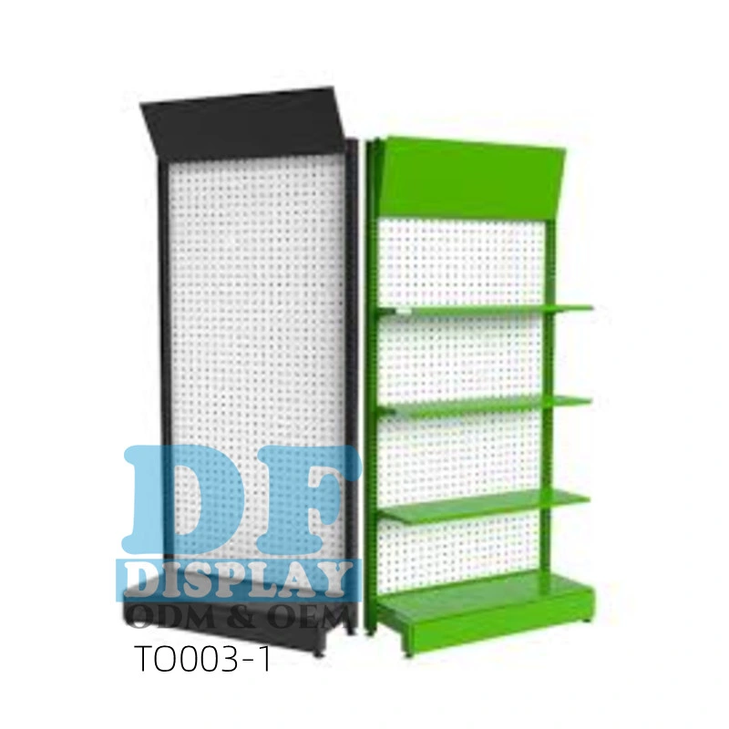 Estantes de tiendas minoristas Expositor hardware Herramientas de bastidor Rack de soporte de pantalla con ganchos Pegboard Mostrar Rack para almacén de la tienda